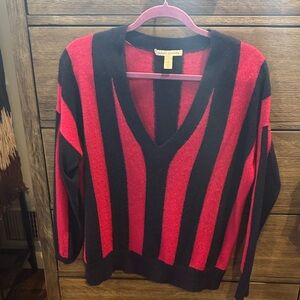 Autumn Cashmere V-Neck Stripped Sweater 60% cashmere 40% silk Size S oversized
